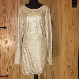 BCBGeneration Mini Long Sleeve Metallic Dress